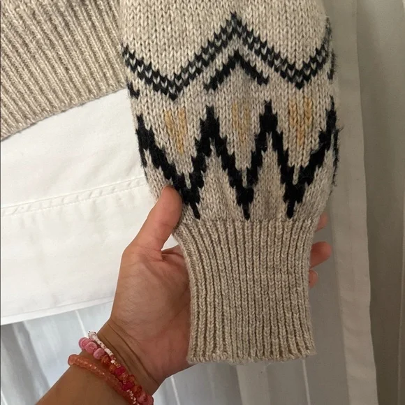 Who What Wear Fair Isle Cardigan Sweater Women’s Small Cream Geometric Knit - Picture 4 of 6